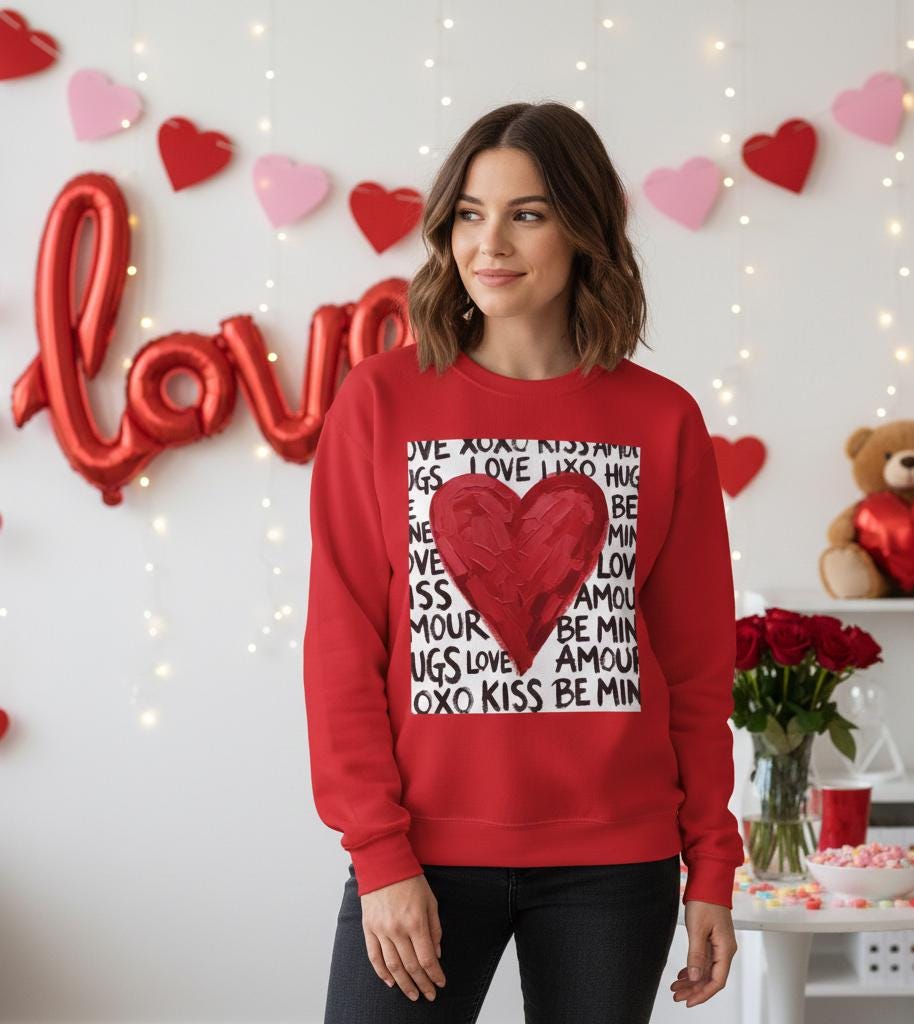 Retro Love Heart Sweatshirt | Love Sweatshirt | Retro Valentines Day Sweatshirt | Preppy Valentines Day Sweatshirt | Xoxo Sweatshirt