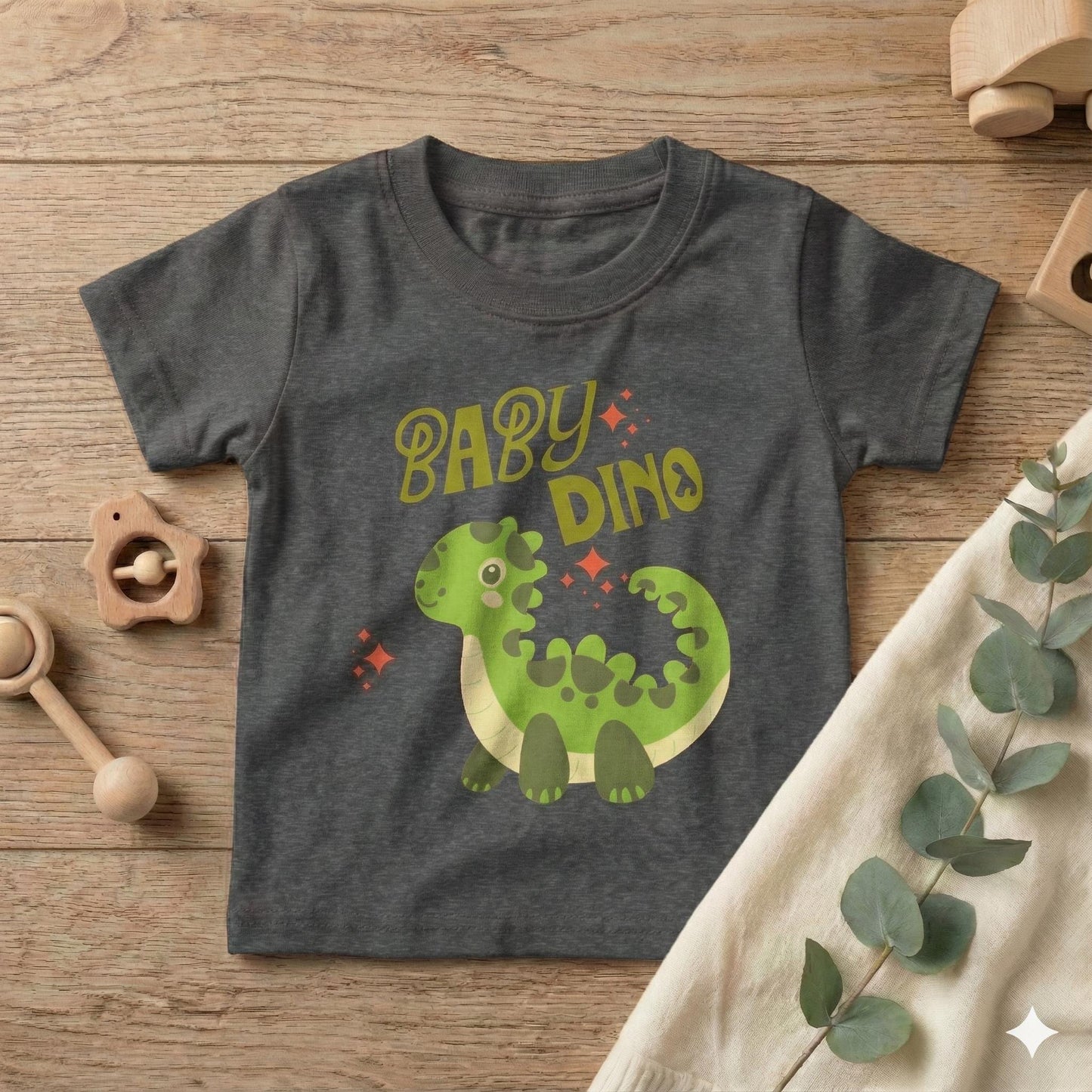 Baby Dino Toddler T-shirt | Cute Green Dinosaur Illustration | Cute Baby T-shirt
