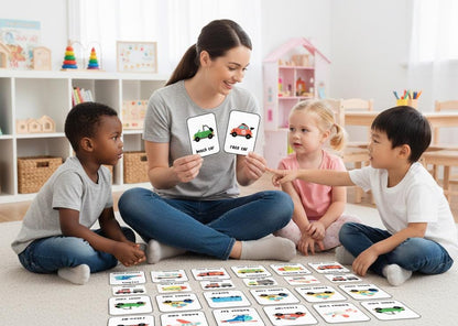 Transportation Flashcards for Toddlers, 16 Vehicle Learning Cards, Montessori Educational Toys, Kids Wall Art, Instant Digital Download