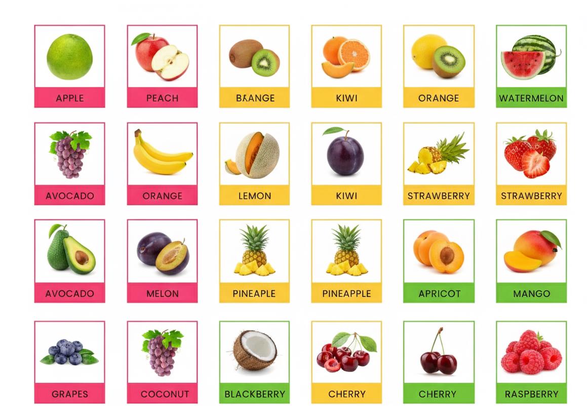 Printable Fruit Flashcards for Toddlers, Montessori Fruit Learning Cards, Preschool Vocabulary, Kindergarten Home School, Digital Download