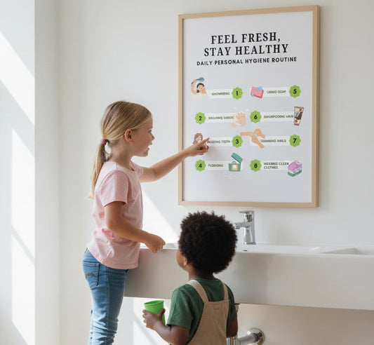Daily Personal Hygiene Routine Poster, Kids Self Care Chart, Preschool Bathroom Wall Art, Montessori Hygiene Schedule, Digital Download