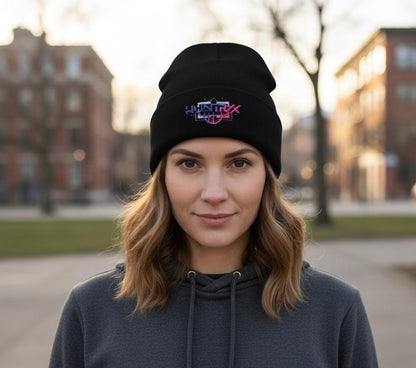 Huntrix logo embroidered Beanie | K-POP Knit Hat | K-POP Demon Hunters Embroidered Beanie | K-POP Logo Embroidered Hat