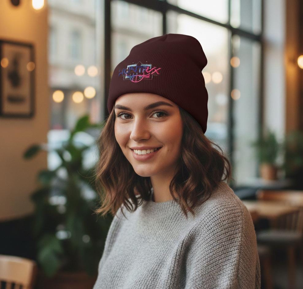 Huntrix logo embroidered Beanie | K-POP Knit Hat | K-POP Demon Hunters Embroidered Beanie | K-POP Logo Embroidered Hat