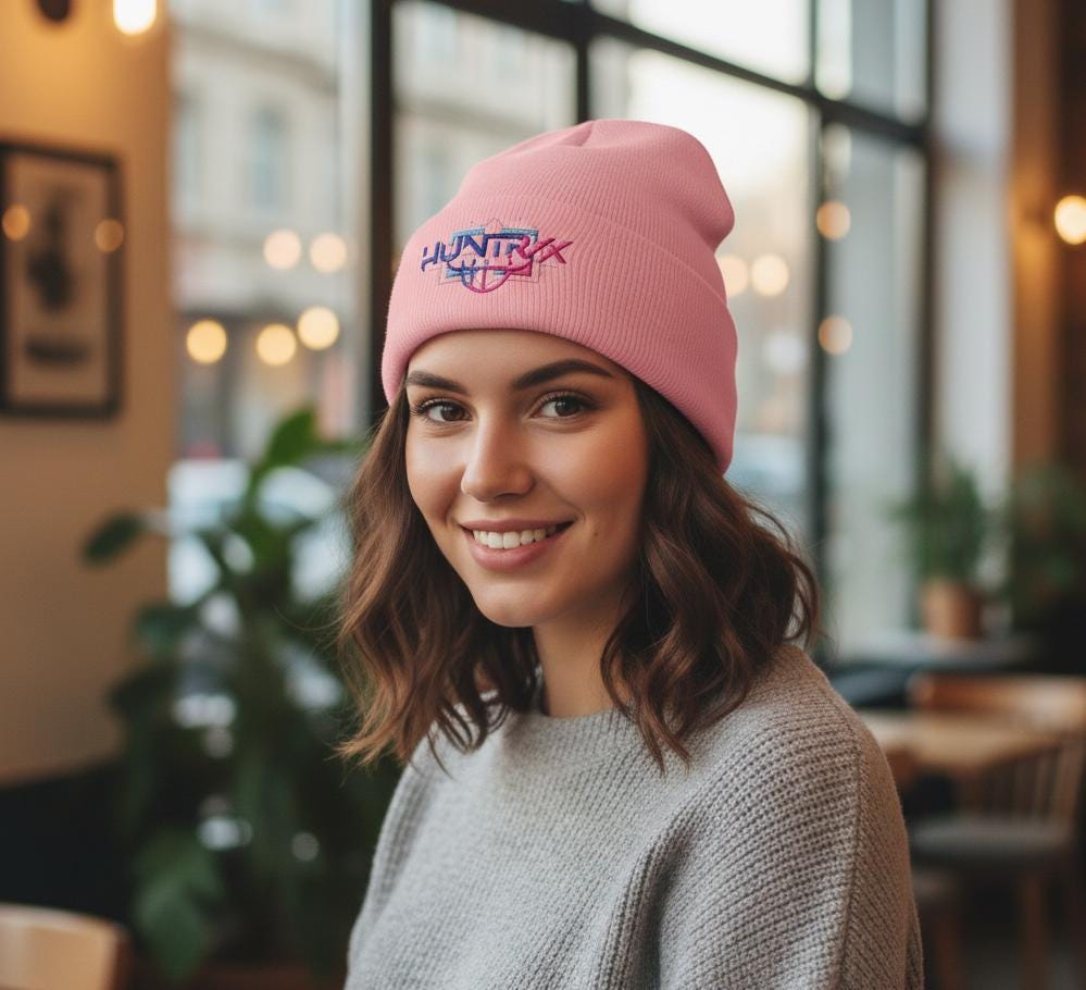 Huntrix logo embroidered Beanie | K-POP Knit Hat | K-POP Demon Hunters Embroidered Beanie | K-POP Logo Embroidered Hat