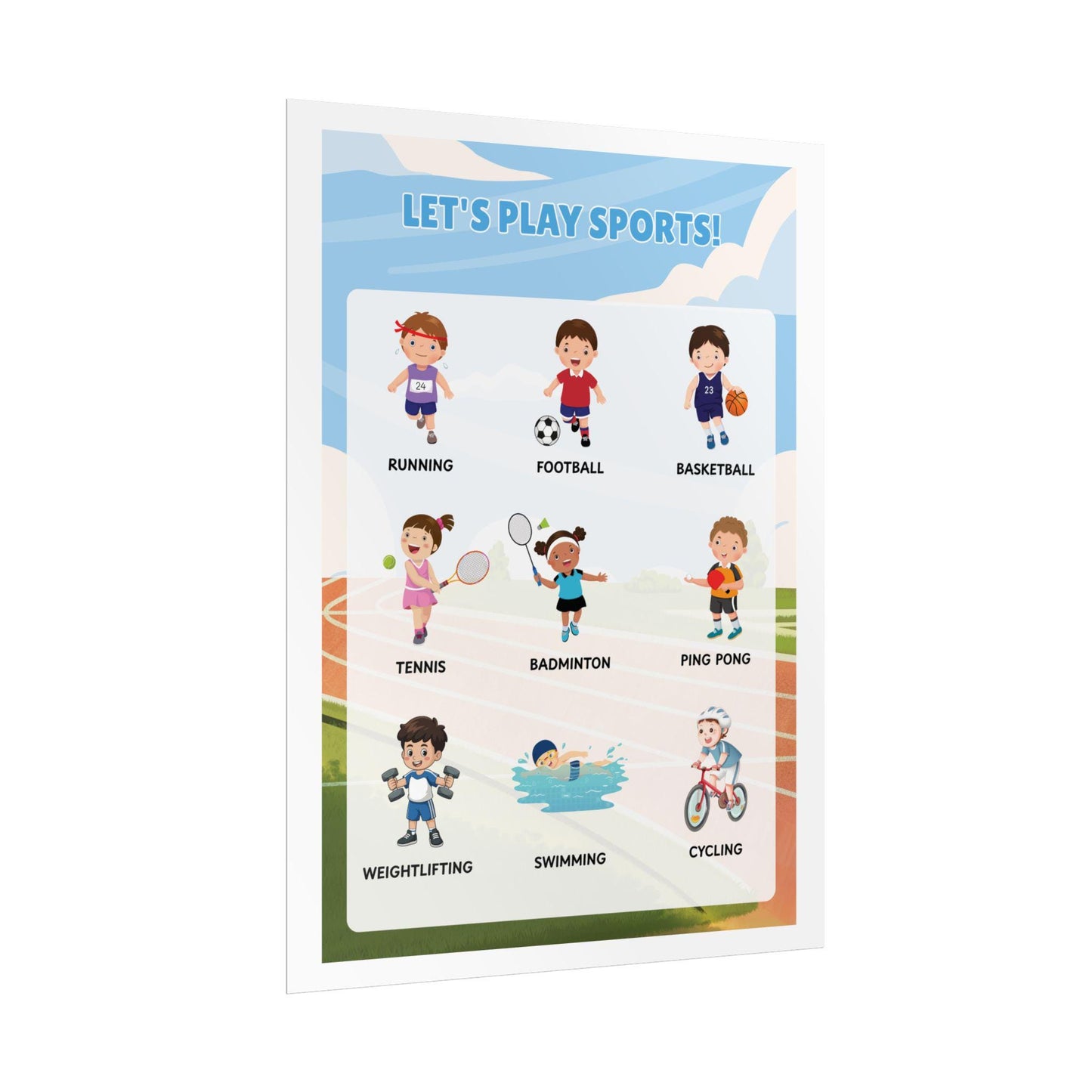 Let's Play Sports poster | Rolled Poster, Kids sports illustrations