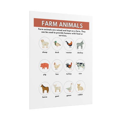 Farm Animals educational poster Rolled Poster | nursery classroom animal chart