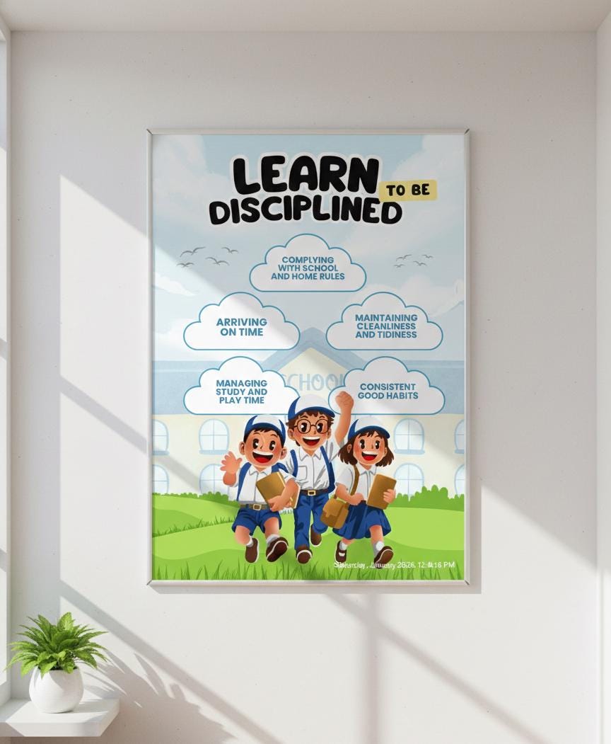 Learn Disciplined poster | Rolled Poster, School kids classroom wall art