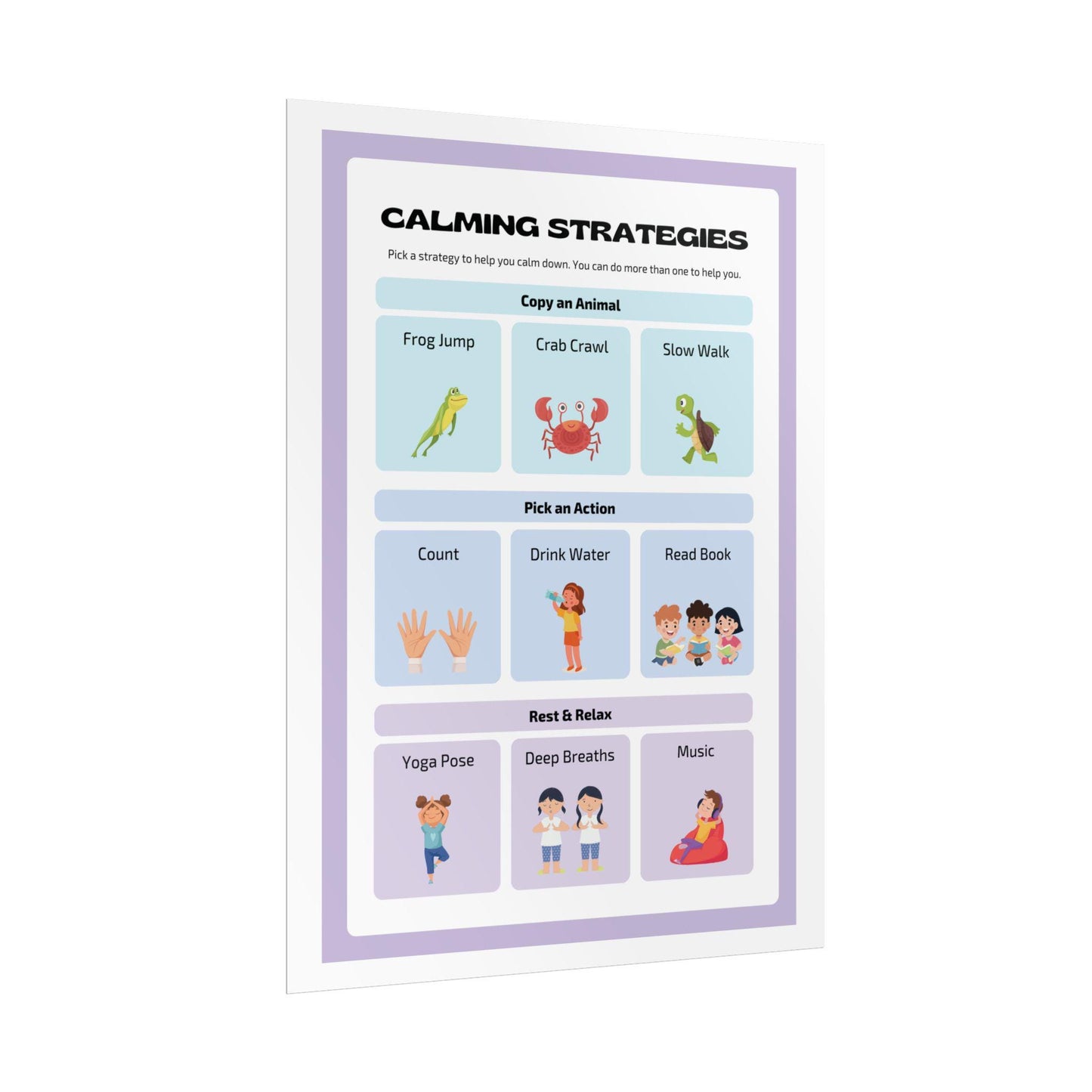 Calming Strategies Rolled Poster | Classroom Behavior Visual Aid