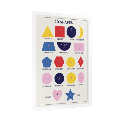 2D Shapes Poster Rolled Posters | Kids Educational Wall Art