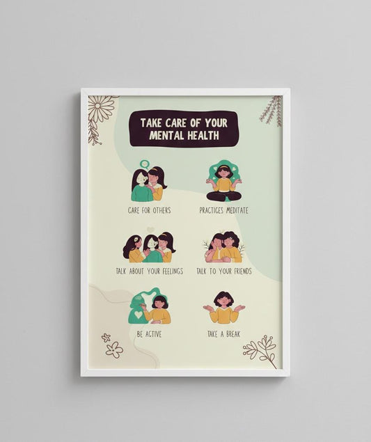 Mental Health Tips poster Rolled Posters | self care wall art, wellness print