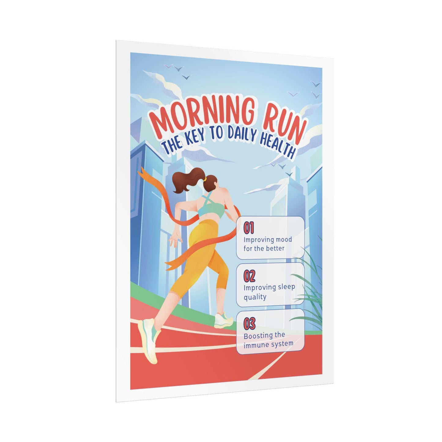 Morning Run Poster | Rolled Fitness Wall Art, Motivational Running Print