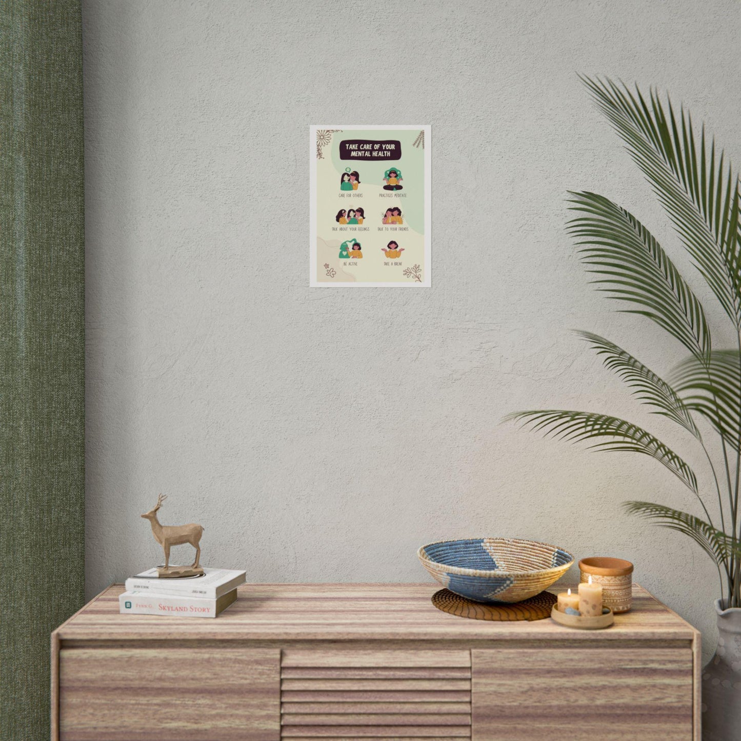 Mental Health Tips poster Rolled Posters | self care wall art, wellness print