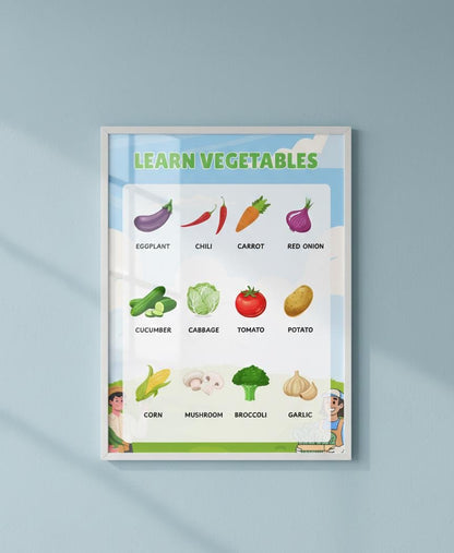 Learn Vegetables Rolled Posters | Educational Vegetable Chart for Kids