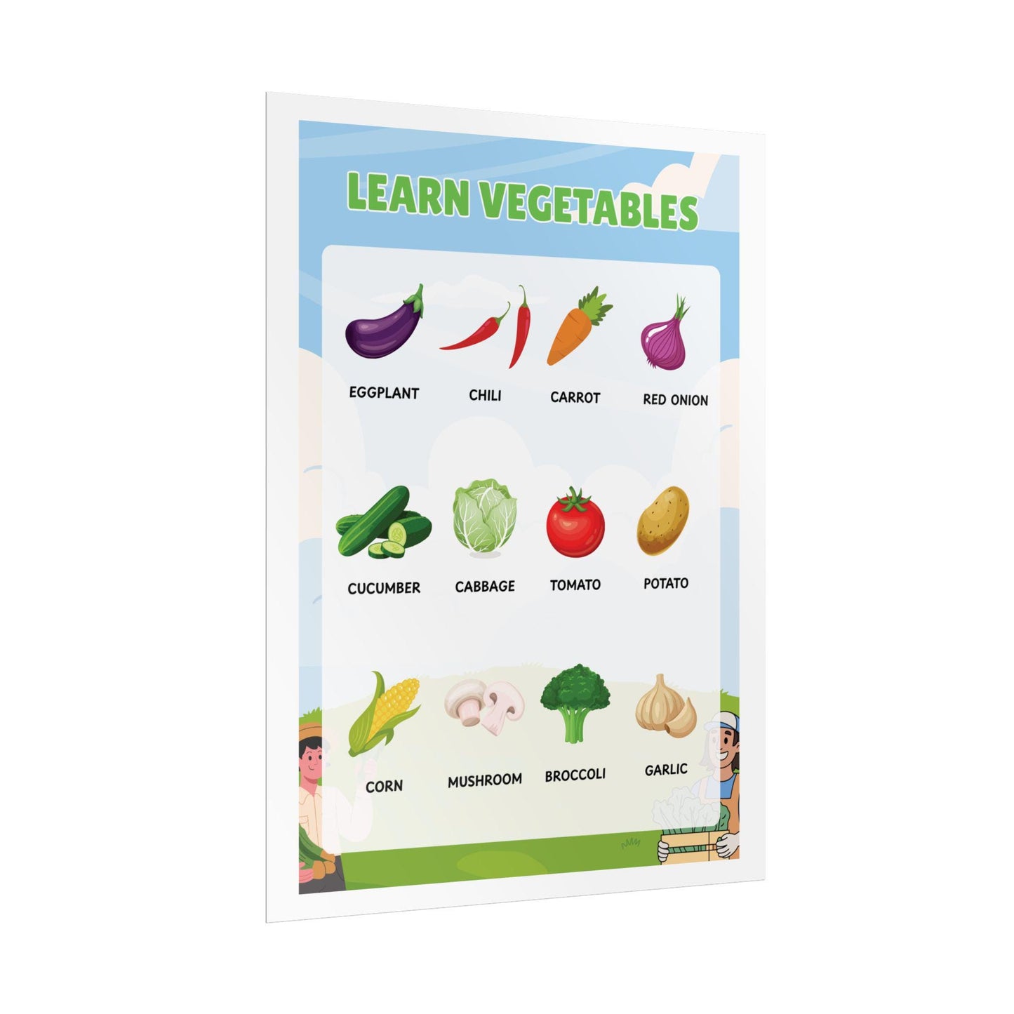 Learn Vegetables Rolled Posters | Educational Vegetable Chart for Kids