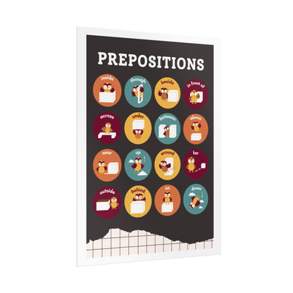 Prepositions Chart Rolled Poster | Educational Classroom Wall Decor