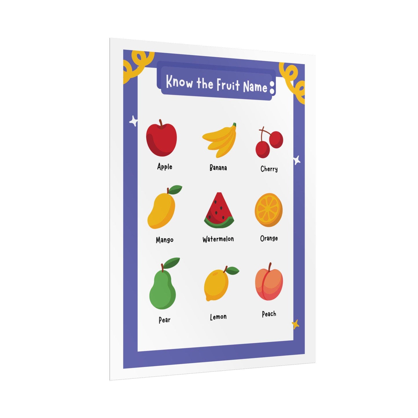 Fruit Name Chart Rolled Poster | Educational Kids Classroom Wall Art