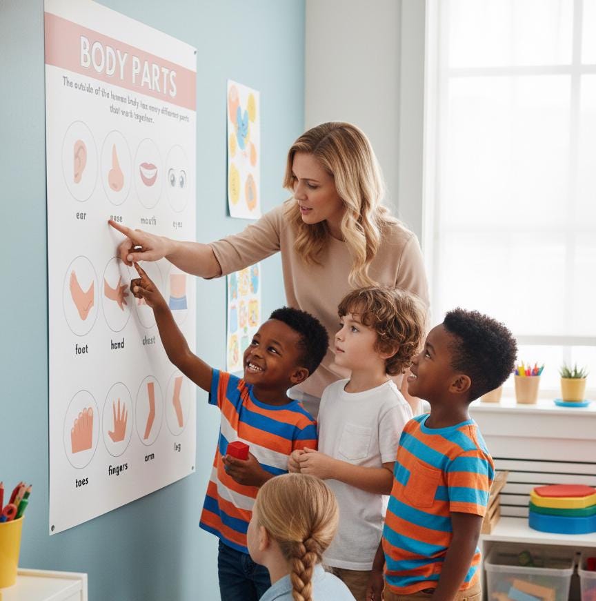 Body Parts poster Rolled Posters | Educational kids anatomy chart