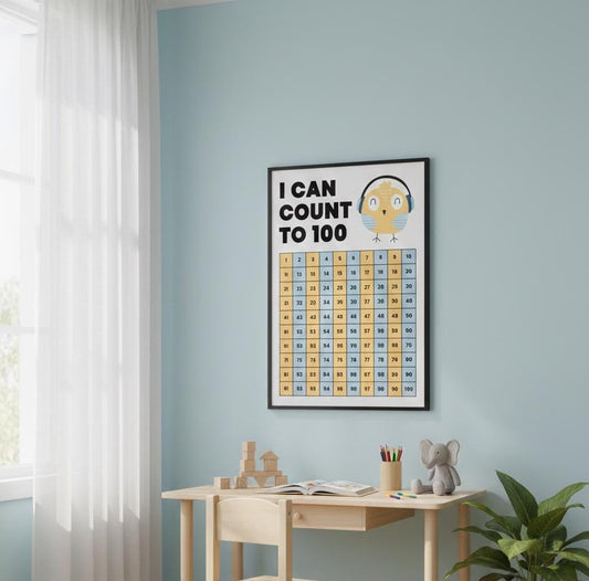 I Can Count to 100 Kids Counting Chart Poster | Educational Classroom Wall Art