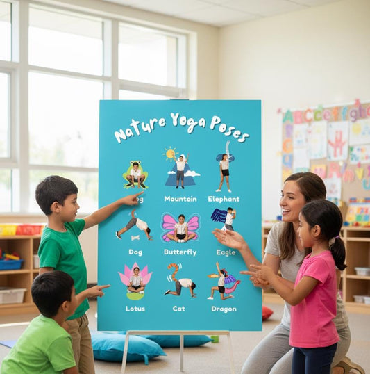 Nature Yoga Poses Poster | Rolled Poster, Kids Yoga Wall Art, Animal Pose Chart