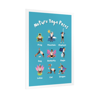 Nature Yoga Poses Poster | Rolled Poster, Kids Yoga Wall Art, Animal Pose Chart