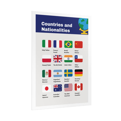 Countries and Nationalities Rolled Poster | Flags Classroom Chart