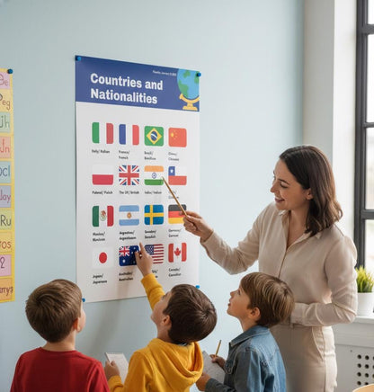 Countries and Nationalities Rolled Poster | Flags Classroom Chart