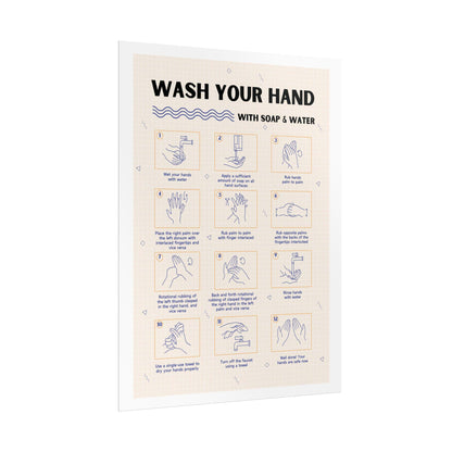Wash Your Hands instructional poster Rolled Poster | handwashing steps, hygiene infographic
