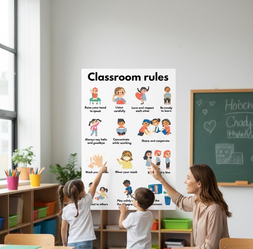 Classroom Rules Rolled Poster | School Behavior Chart, Kids Wall Decor