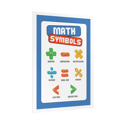 Math Symbols Educational Poster, Rolled Poster | Classroom Wall Art