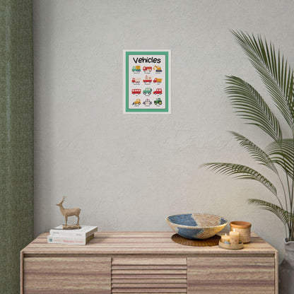 Vehicles Educational Poster, Rolled Poster | Kids Nursery Classroom Wall Art