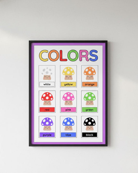 Mushroom Colors Chart Poster | Educational Rolled Poster for Kids