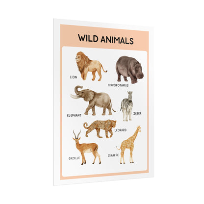 Wild Animals Poster | Rolled Animal Print, Lion Elephant Giraffe Zebra