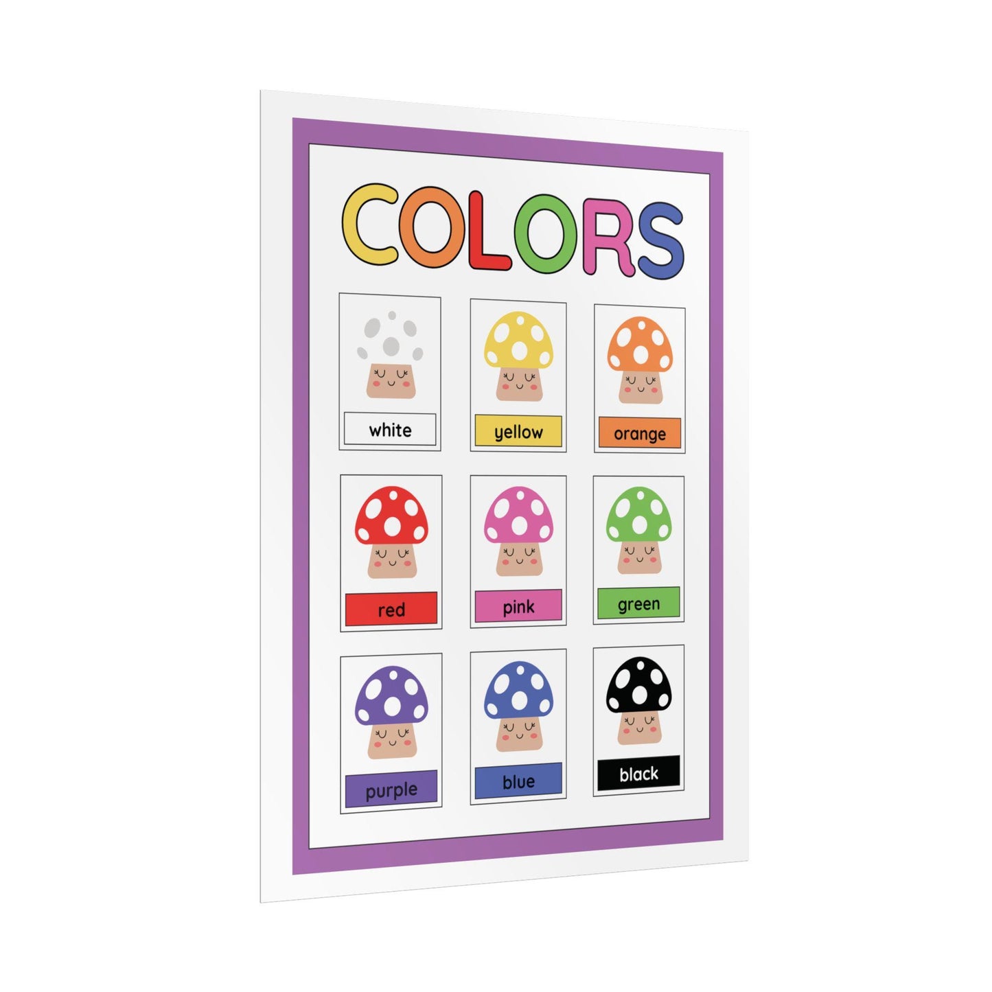 Mushroom Colors Chart Poster | Educational Rolled Poster for Kids