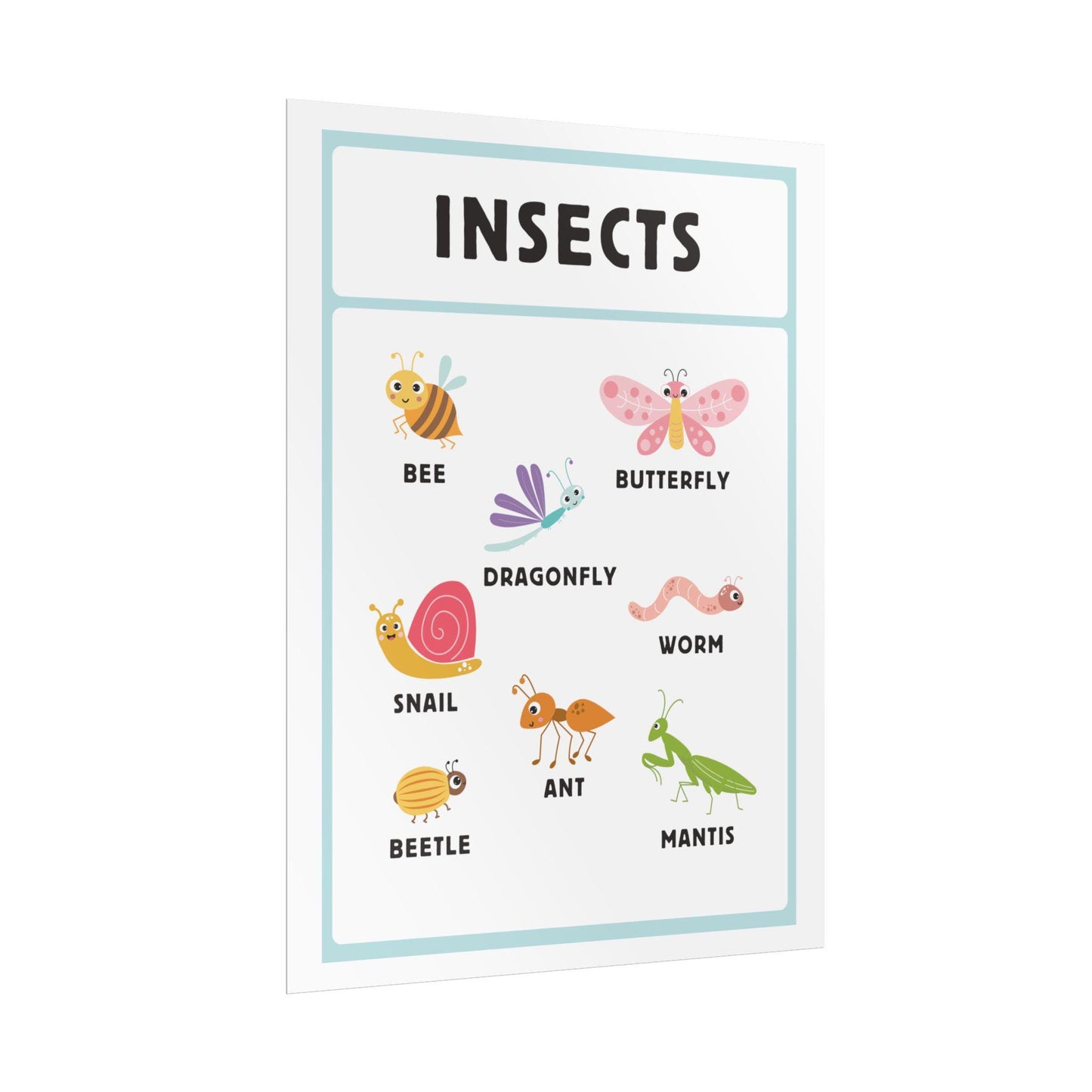 Insects educational chart Rolled Posters | Kids room nursery wall art