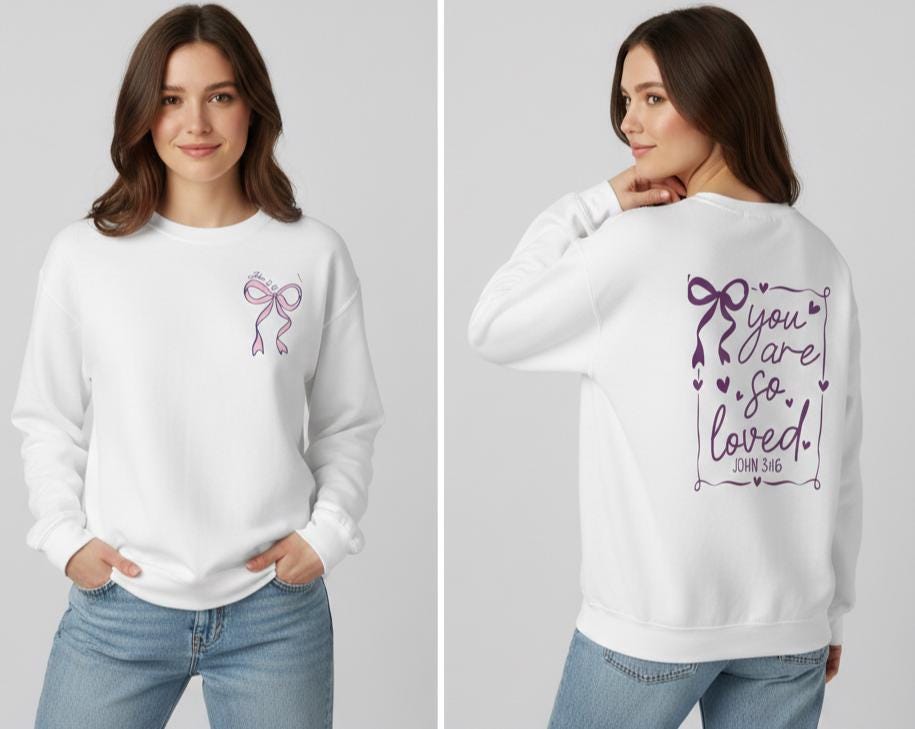 You Are So Loved John 3:16 Bow Sweatshirt | Coquette Bow You Are So Loved Sweatshirt | Jesus Valentine Sweatshirt |John 3 16 Sweatshirt