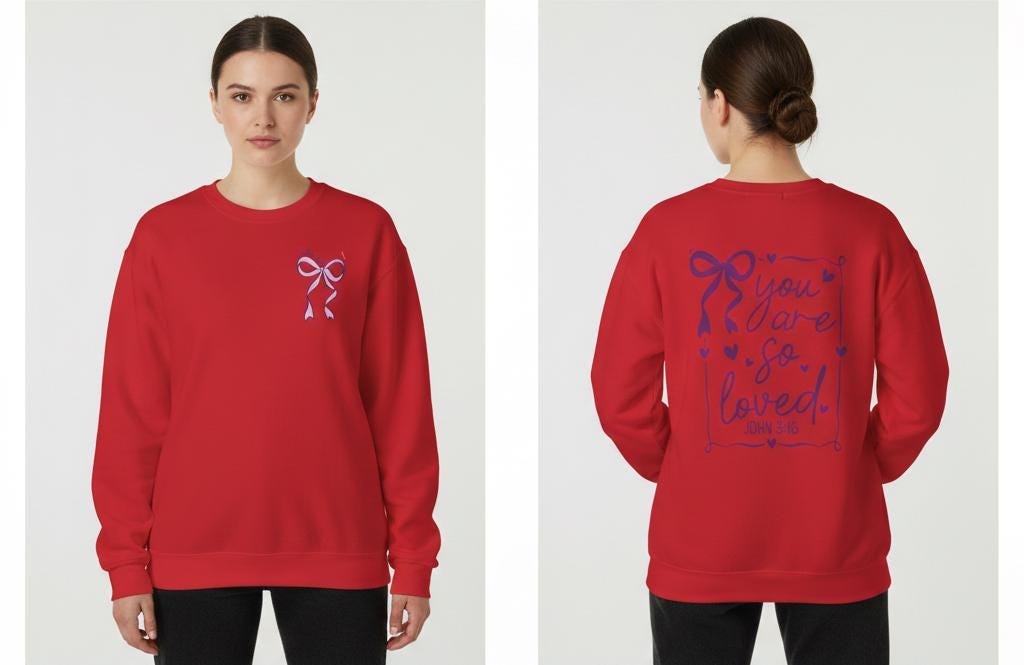 You Are So Loved John 3:16 Bow Sweatshirt | Coquette Bow You Are So Loved Sweatshirt | Jesus Valentine Sweatshirt |John 3 16 Sweatshirt