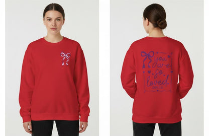 You Are So Loved John 3:16 Bow Sweatshirt | Coquette Bow You Are So Loved Sweatshirt | Jesus Valentine Sweatshirt |John 3 16 Sweatshirt