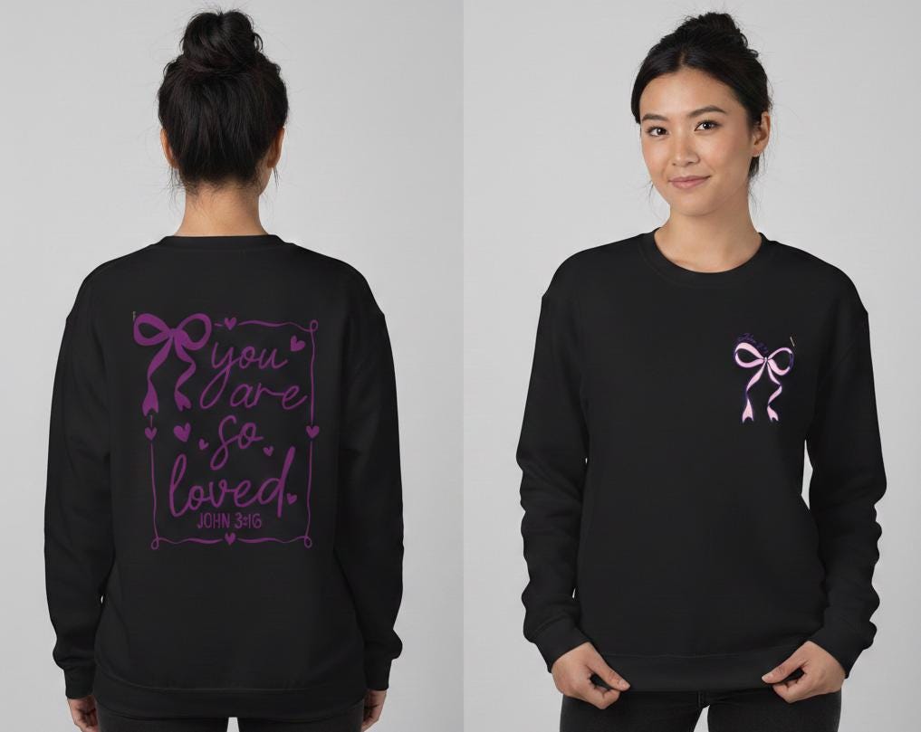 You Are So Loved John 3:16 Bow Sweatshirt | Coquette Bow You Are So Loved Sweatshirt | Jesus Valentine Sweatshirt |John 3 16 Sweatshirt