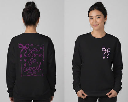 You Are So Loved John 3:16 Bow Sweatshirt | Coquette Bow You Are So Loved Sweatshirt | Jesus Valentine Sweatshirt |John 3 16 Sweatshirt