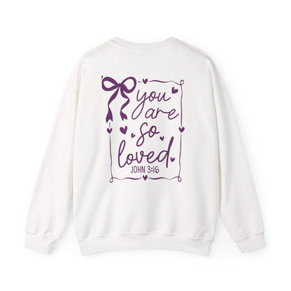 You Are So Loved John 3:16 Bow Sweatshirt | Coquette Bow You Are So Loved Sweatshirt | Jesus Valentine Sweatshirt |John 3 16 Sweatshirt