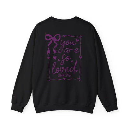 You Are So Loved John 3:16 Bow Sweatshirt | Coquette Bow You Are So Loved Sweatshirt | Jesus Valentine Sweatshirt |John 3 16 Sweatshirt
