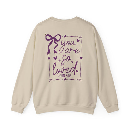 You Are So Loved John 3:16 Bow Sweatshirt | Coquette Bow You Are So Loved Sweatshirt | Jesus Valentine Sweatshirt |John 3 16 Sweatshirt