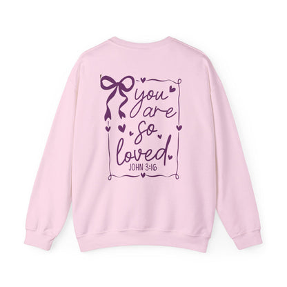 You Are So Loved John 3:16 Bow Sweatshirt | Coquette Bow You Are So Loved Sweatshirt | Jesus Valentine Sweatshirt |John 3 16 Sweatshirt