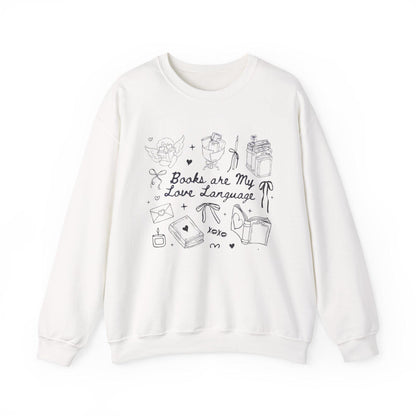 Books Are My Love Language Sweatshirt | Reading Doodles Crewneck | Books Are My Love Language Sweatshirt | Valentines Book Lover Sweatshirt