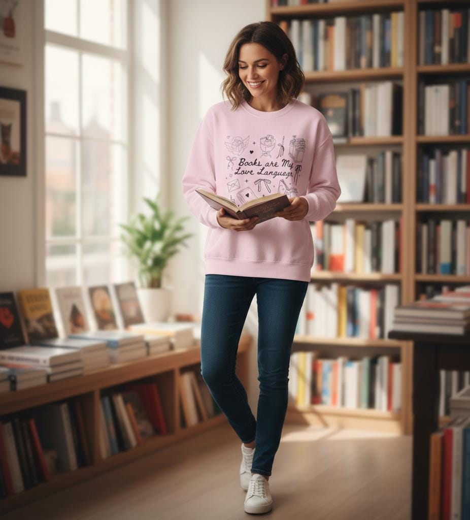 Books Are My Love Language Sweatshirt | Reading Doodles Crewneck | Books Are My Love Language Sweatshirt | Valentines Book Lover Sweatshirt