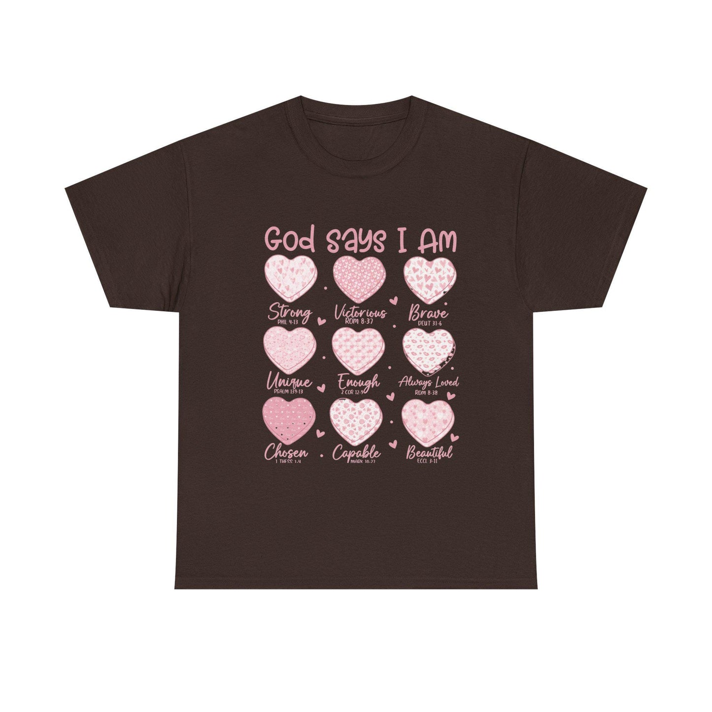 God Says I Am hearts T-Shirt | God Says I Am PNG Christian Valentine | Bible Verse Hearts | Faith Love Scripture Design Tshirt