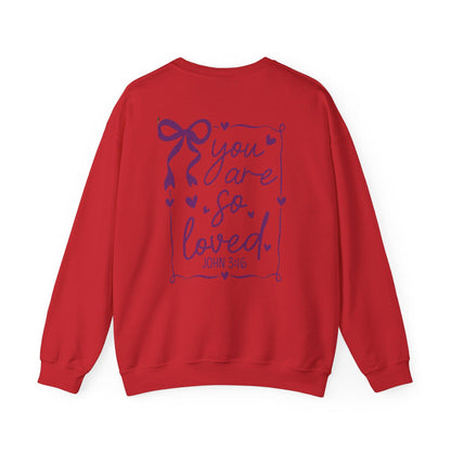 You Are So Loved John 3:16 Bow Sweatshirt | Coquette Bow You Are So Loved Sweatshirt | Jesus Valentine Sweatshirt |John 3 16 Sweatshirt