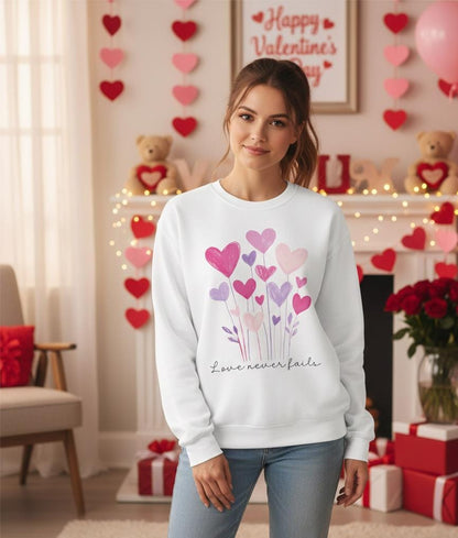 Valentines Sweatshirt - Christian Valentines Day |  Love Never Fails Sweatshirt | Vday Sweatshirt | Xoxo Sweatshirt