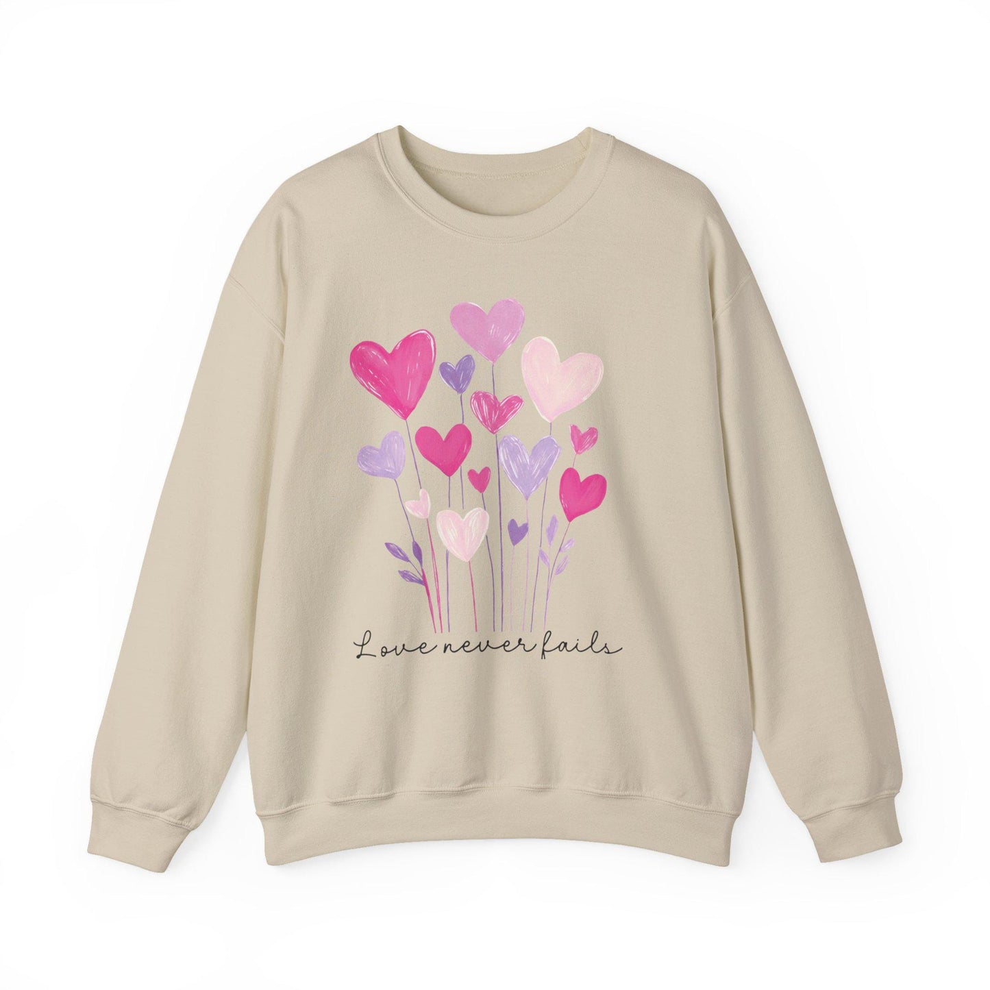 Valentines Sweatshirt - Christian Valentines Day |  Love Never Fails Sweatshirt | Vday Sweatshirt | Xoxo Sweatshirt