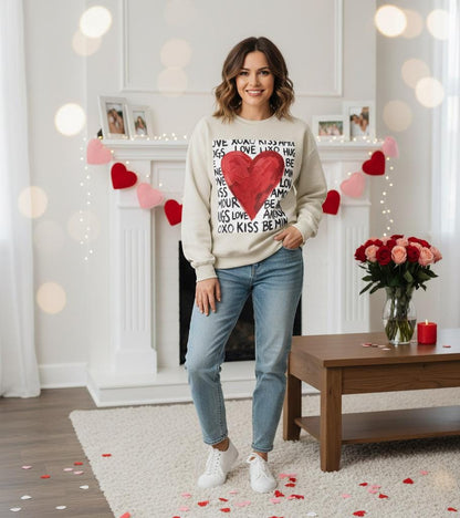 Retro Love Heart Sweatshirt | Love Sweatshirt |  Retro Valentines Day Sweatshirt |  Preppy Valentines Day Sweatshirt  |  Xoxo Sweatshirt
